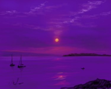 Artes digitais intitulada "Violet sunset" por Tigran Movsisyan, Obras de arte originais, Pintura digital