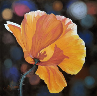 Painting titled "Poppy" by Tigran Movsisyan, Original Artwork, Pastel