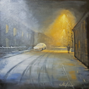Painting titled "Snow" by Tigran Movsisyan, Original Artwork, Oil