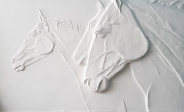 Scultura intitolato "Running horses" da Tigran Movsisyan, Opera d'arte originale, Gesso