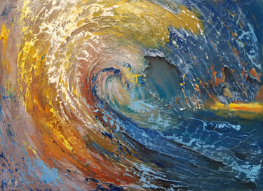 Schilderij getiteld "Sea wave" door Tigran Movsisyan, Origineel Kunstwerk, Olie