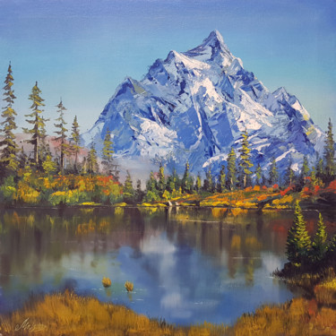 Painting titled "Just Mountain" by Tigran Movsisyan, Original Artwork, Oil
