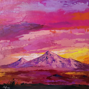 Painting titled "Oil painting Ararat" by Tigran Movsisyan, Original Artwork, Oil