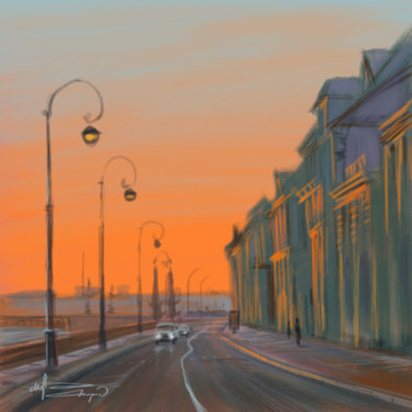 Artes digitais intitulada "Sunset in the city…" por Tigran Movsisyan, Obras de arte originais, Pintura digital