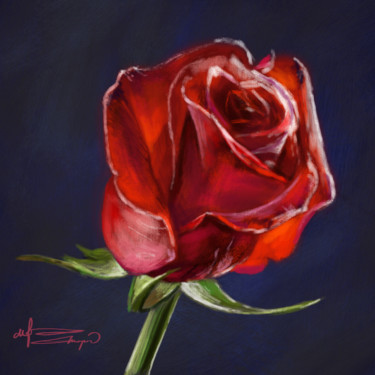 Artes digitais intitulada "Red rose digital pa…" por Tigran Movsisyan, Obras de arte originais, Pintura digital