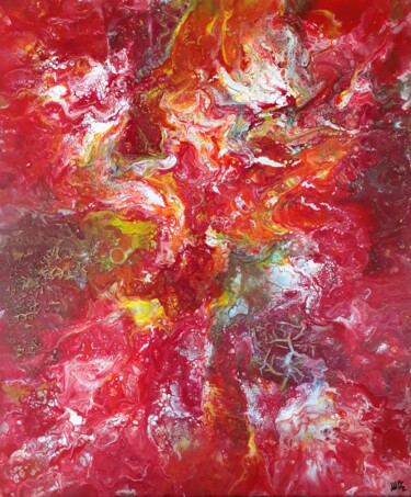 Peinture intitulée "Solaire 1 - Craquel…" par Moz, Œuvre d'art originale, Acrylique