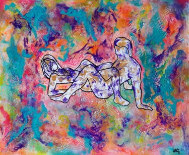 Malarstwo zatytułowany „slow sex - Collecti…” autorstwa Moz, Oryginalna praca, Akryl Zamontowany na Drewniana rama noszy