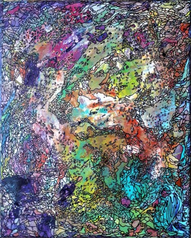 Malerei mit dem Titel "Créature" von Moz, Original-Kunstwerk, Acryl Auf Keilrahmen aus Holz montiert