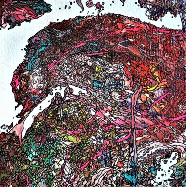 Картина под названием "dragon 2" - Moz, Подлинное произведение искусства, Акрил Установлен на картон
