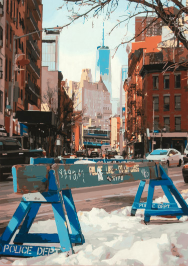 Police Dept Painting titled "Police Dept" by Marco Barberio, Original Artwork, Acrylic Mounted on Wood Stretcher frame