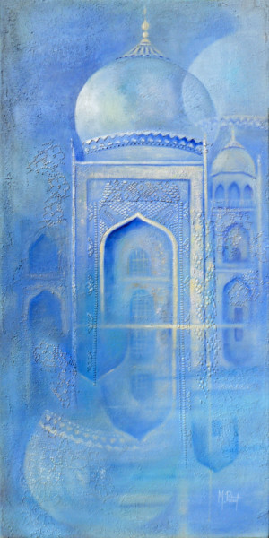 Peinture intitulée "Rêve de Taj Mahal 2" par Petiot Martine, Œuvre d'art originale, Huile Monté sur Châssis en bois