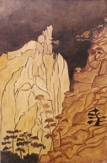 Peinture intitulée "mysterieuse chine" par Kicha, Œuvre d'art originale
