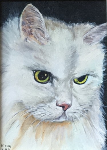 Painting titled "Persan Chinchilla" by Kicha, Original Artwork