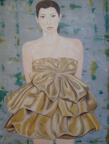 Malerei mit dem Titel "Mannequin robe papi…" von Marie-Pierre Marche, Original-Kunstwerk, Öl