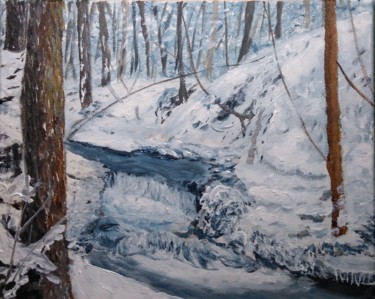 Malarstwo zatytułowany „Winter stream” autorstwa Mirosława Porembska-Wojtowicz, Oryginalna praca, Akryl