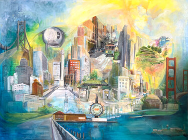 Malerei mit dem Titel "SAN FRANCISCO OVERV…" von Marie-Pierre Philippe-Lohézic (MPPL-ART), Original-Kunstwerk, Acryl
