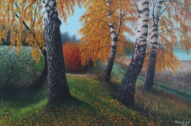 Painting titled ""Березки"" by Ruslan Iurev, Original Artwork, Oil