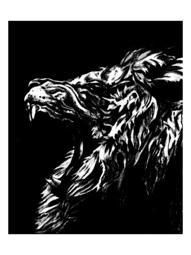 Desenho intitulada "Dark lion" por Mr_lucassss, Obras de arte originais, Lápis