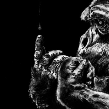Dessin intitulée "Dark gorille 2" par Mr_lucassss, Œuvre d'art originale, Conté