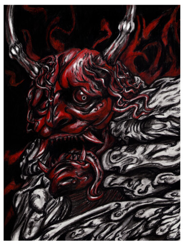 Dessin intitulée "Démon rouge" par Mr_lucassss, Œuvre d'art originale, Crayon
