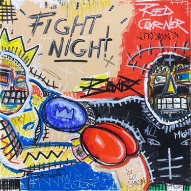 Painting titled "Fight Night" by Mr Popart, Original Artwork, Acrylic Mounted on Wood Stretcher frame