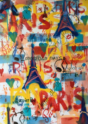 Malerei mit dem Titel "Bonjour Paris" von Mr. Salty, Original-Kunstwerk, Marker