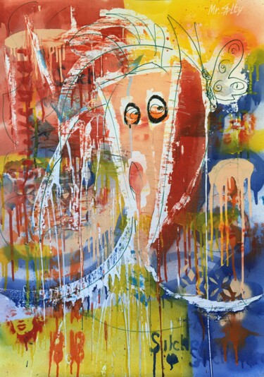 Ζωγραφική με τίτλο "Mr. Carrot" από Mr. Salty, Αυθεντικά έργα τέχνης, Airbrush
