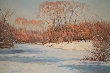 Painting titled "Thawed patches" by Jura Sapozhnikov, Original Artwork, Oil