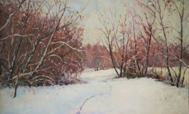 Картина под названием "snow trail" - Jura Sapozhnikov, Подлинное произведение искусства, Масло