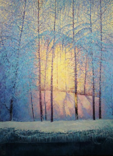 Malerei mit dem Titel "Crystal Sunset" von Jura Sapozhnikov, Original-Kunstwerk, Öl