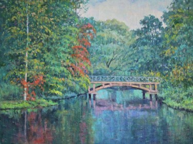 Painting titled "Petersburg park" by Jura Sapozhnikov, Original Artwork, Oil