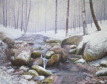 Painting titled "Mountain Creek" by Jura Sapozhnikov, Original Artwork
