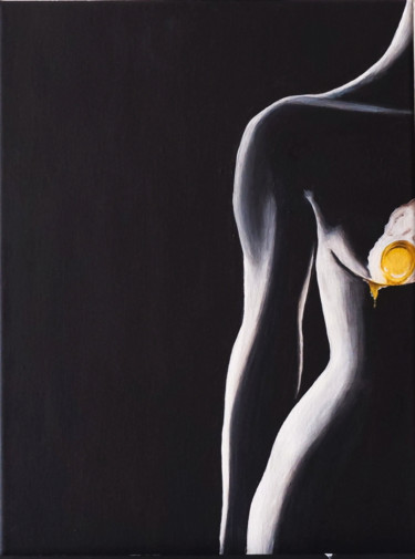 Картина под названием "Scrambled eggs" - Marina Kuznetsova, Подлинное произведение искусства, Акрил Установлен на Деревянная…