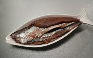 Fotografia intitolato "salted herring with…" da Mrivserg, Opera d'arte originale, Fotografia digitale