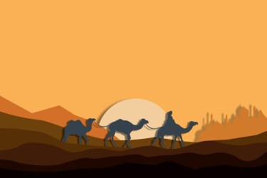 Photographie intitulée "Camel caravan in th…" par Mrivserg, Œuvre d'art originale, Photographie numérique