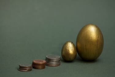 Photography titled "coins pile up and g…" by Mrivserg, Original Artwork, Digital Photography