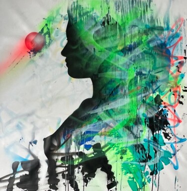 Картина под названием "Street girl" - Mrkas, Подлинное произведение искусства, Рисунок распылителем краски