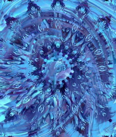Digital Arts titled "Fuzzball Mandala" by Mrn, Original Artwork, 2D Digital Work