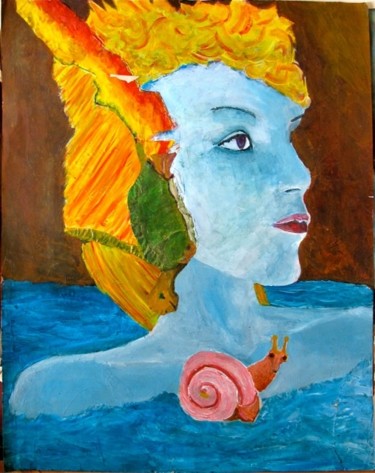 Painting titled "Petite sirène, Litt…" by Michel Robitaille, Original Artwork