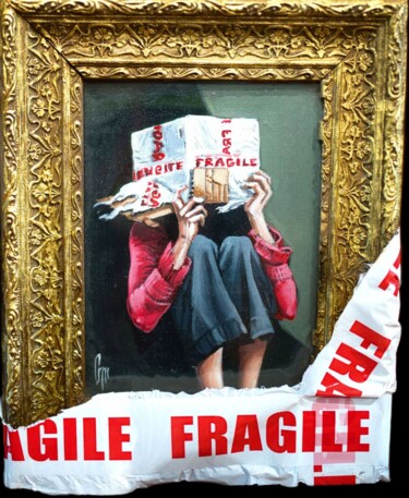 Malerei mit dem Titel ""Fragile"" von Mrs Steamcloudy, Original-Kunstwerk, Acryl Auf Andere starre Platte montiert