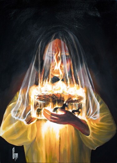 Картина под названием ""Growing up burns"" - Mrs Steamcloudy, Подлинное произведение искусства, Акрил Установлен на Деревянн…