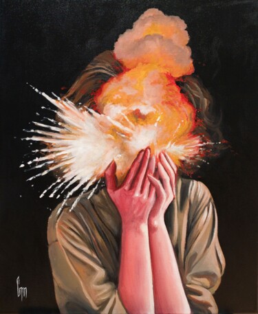 Malarstwo zatytułowany „"Implosion"” autorstwa Mrs Steamcloudy, Oryginalna praca, Akryl Zamontowany na Drewniana rama noszy