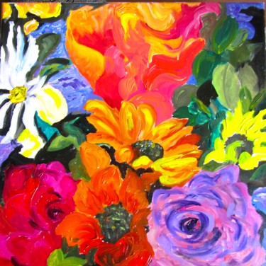 Pintura intitulada "tropical-colors.jpg" por Bobbie O'Toole, Obras de arte originais, Acrílico