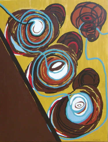 Painting titled "Le Fil" by Msalimata, Original Artwork, Acrylic