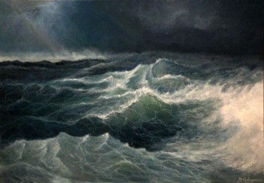 Painting titled "Eye of  Storm" by Mike Satcher, Original Artwork, Oil