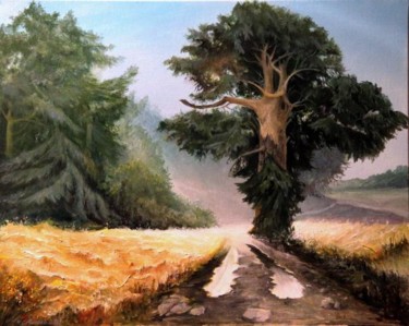 Painting titled "ROAD AND SILENCE" by Mike Satcher, Original Artwork, Oil