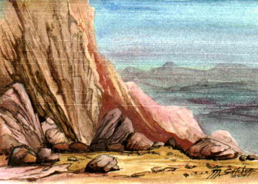 Painting titled "PINK ROCKS" by Mike Satcher, Original Artwork