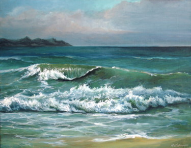 Painting titled "Coming wave" by Mike Satcher, Original Artwork, Oil