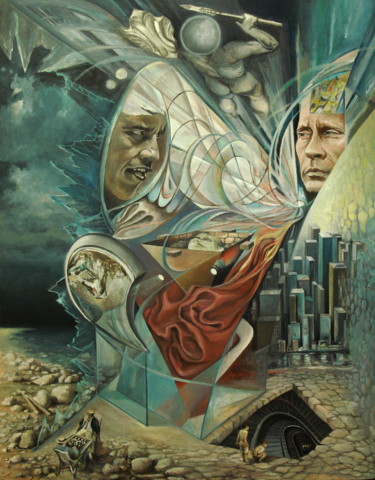 Ζωγραφική με τίτλο "BIG GAME OR SILENCE…" από Mike Satcher, Αυθεντικά έργα τέχνης, Λάδι