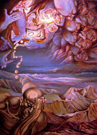 Peinture intitulée "Titan in Desert or…" par Mike Satcher, Œuvre d'art originale, Huile